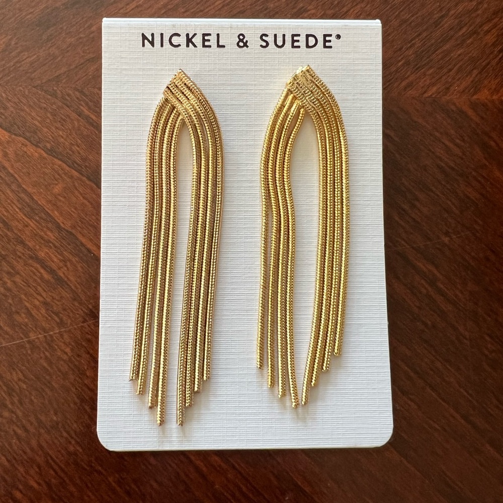 Nickel & Suede Gold Earrings